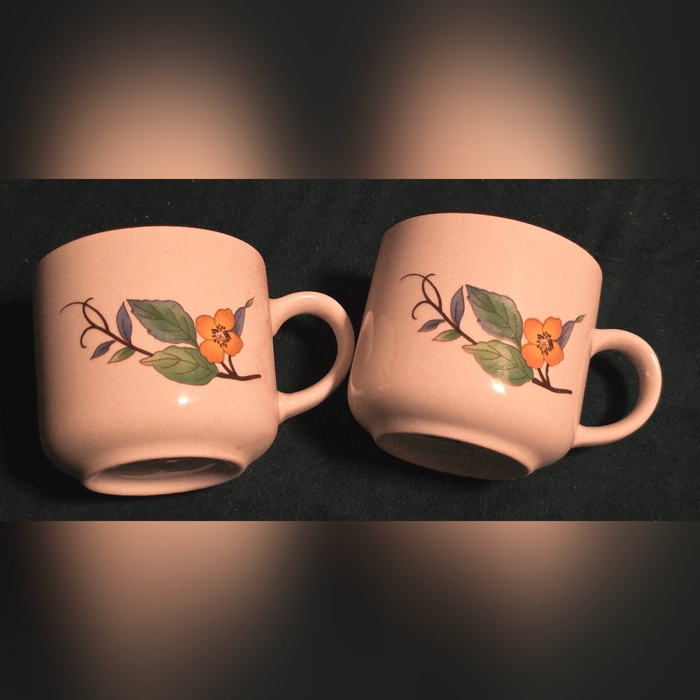 Vintage Woodhill by Citation Stoneware Mugs. 1970's.